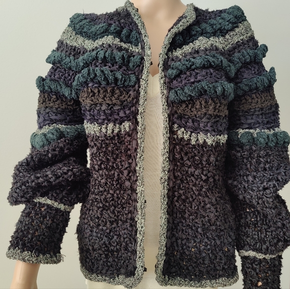 Vintage Estelle Gracer 1982 Vintage Ribbon Sweater Jacket - Picture 3 of 12